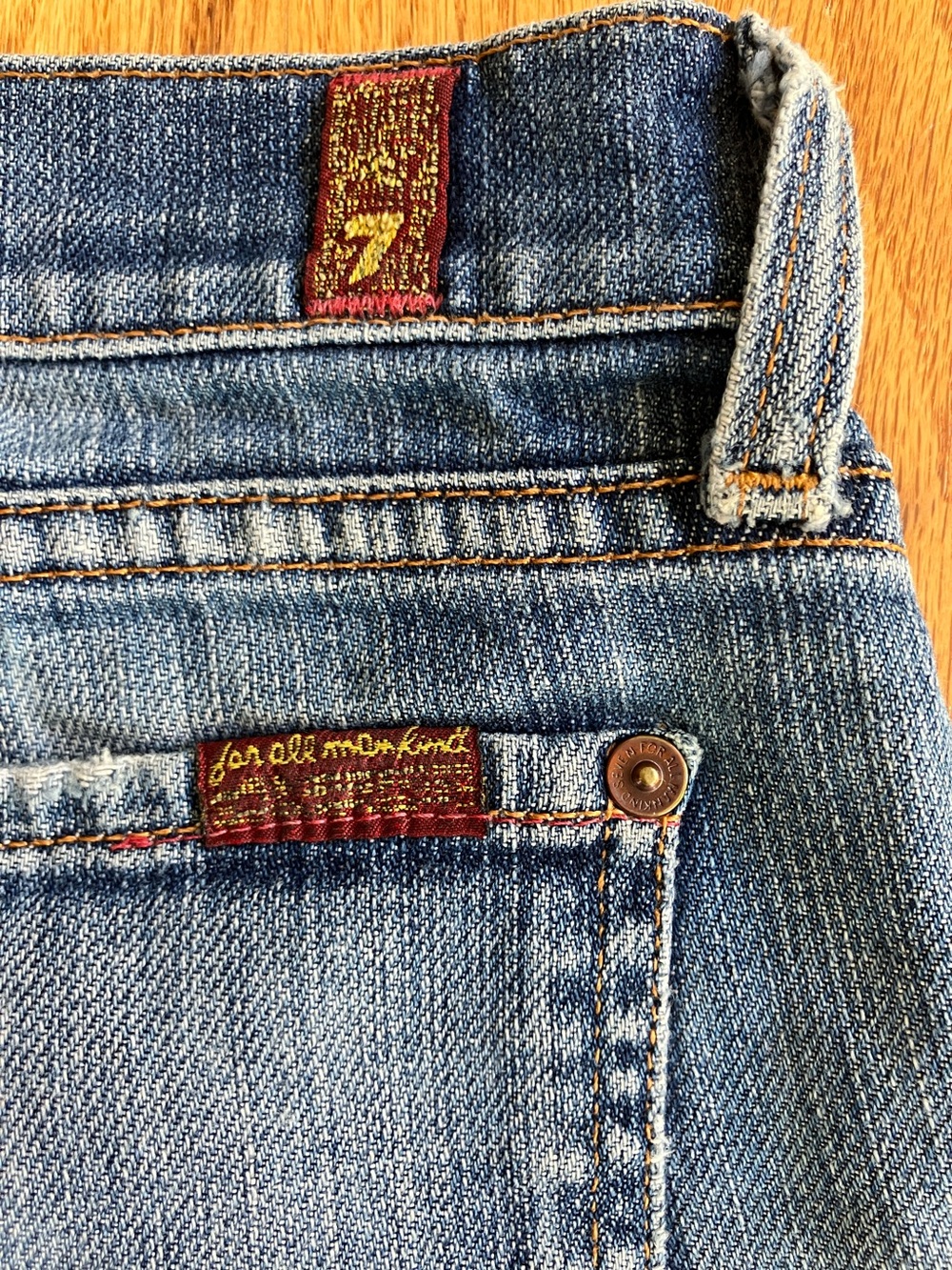7 For All Mankind Ultra Distressed Blue Denim Cutoff Shorts, waist 28